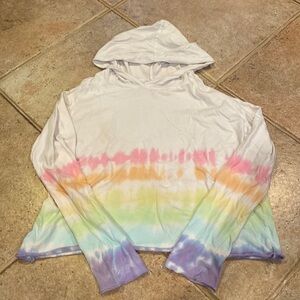 So Nikki Girls Rainbow Tie Dye Hooded Long Sleeve Shirt Size Medium